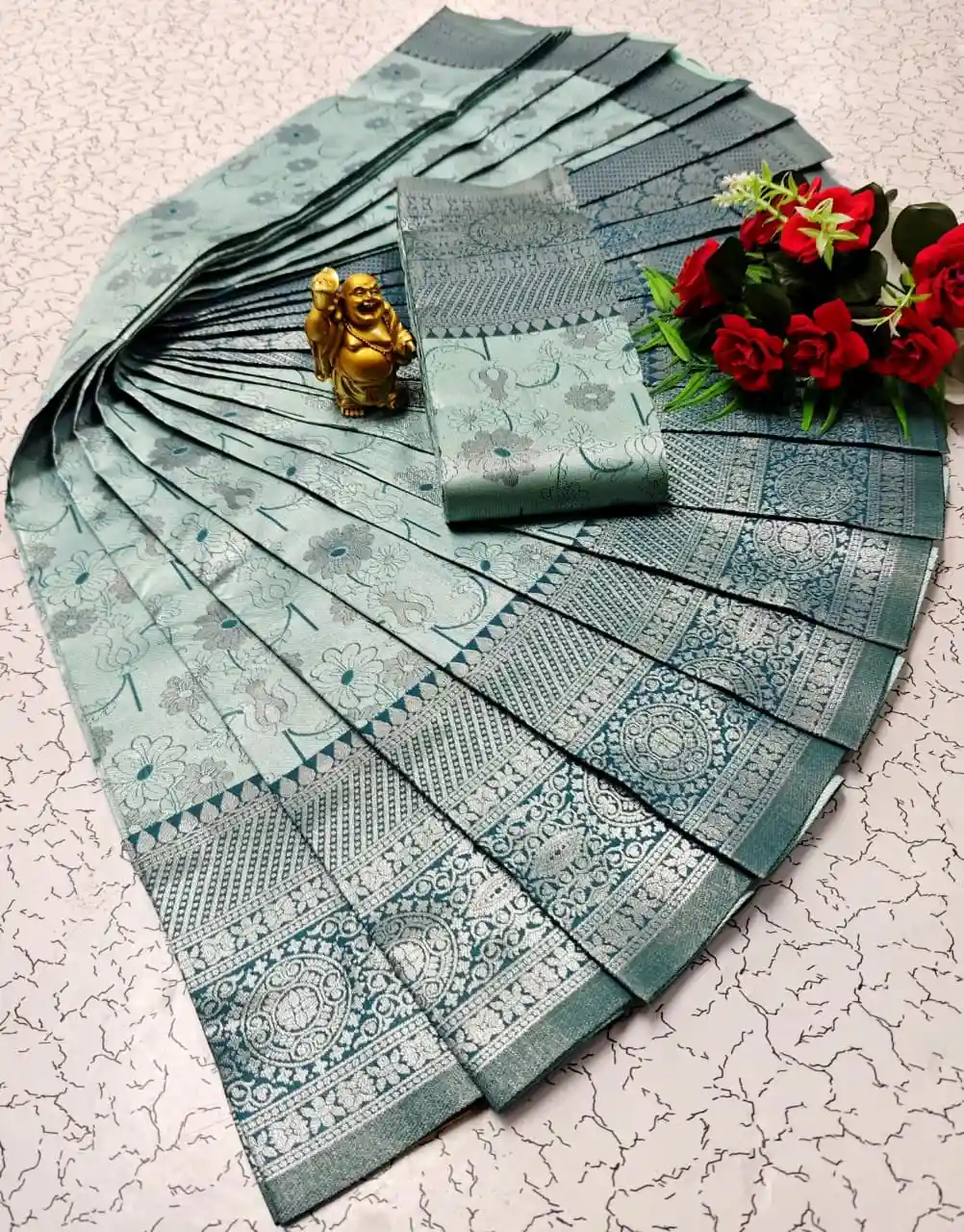 Sky Blue Silver Weave Traditional Saree
